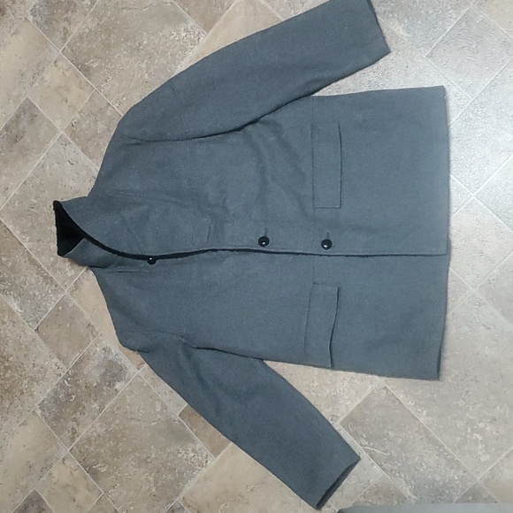 Vintage 1960's Cresco Craftsman Gray Wool Black Faux Fur Collar Peacoat - Picture 8 of 12